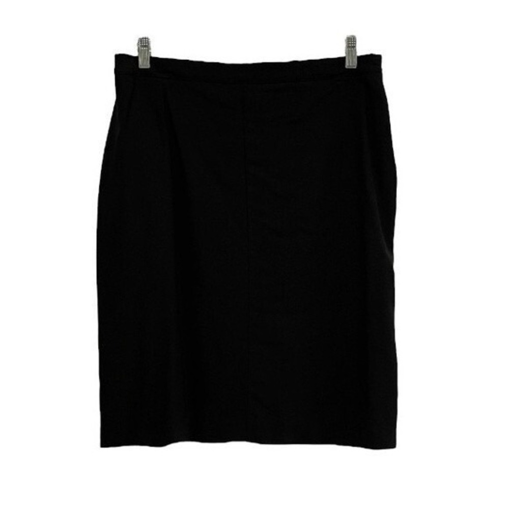 Banana Republic Womens Black 100% Italian Wool‎ Pencil Skirt Side Zip Size 14